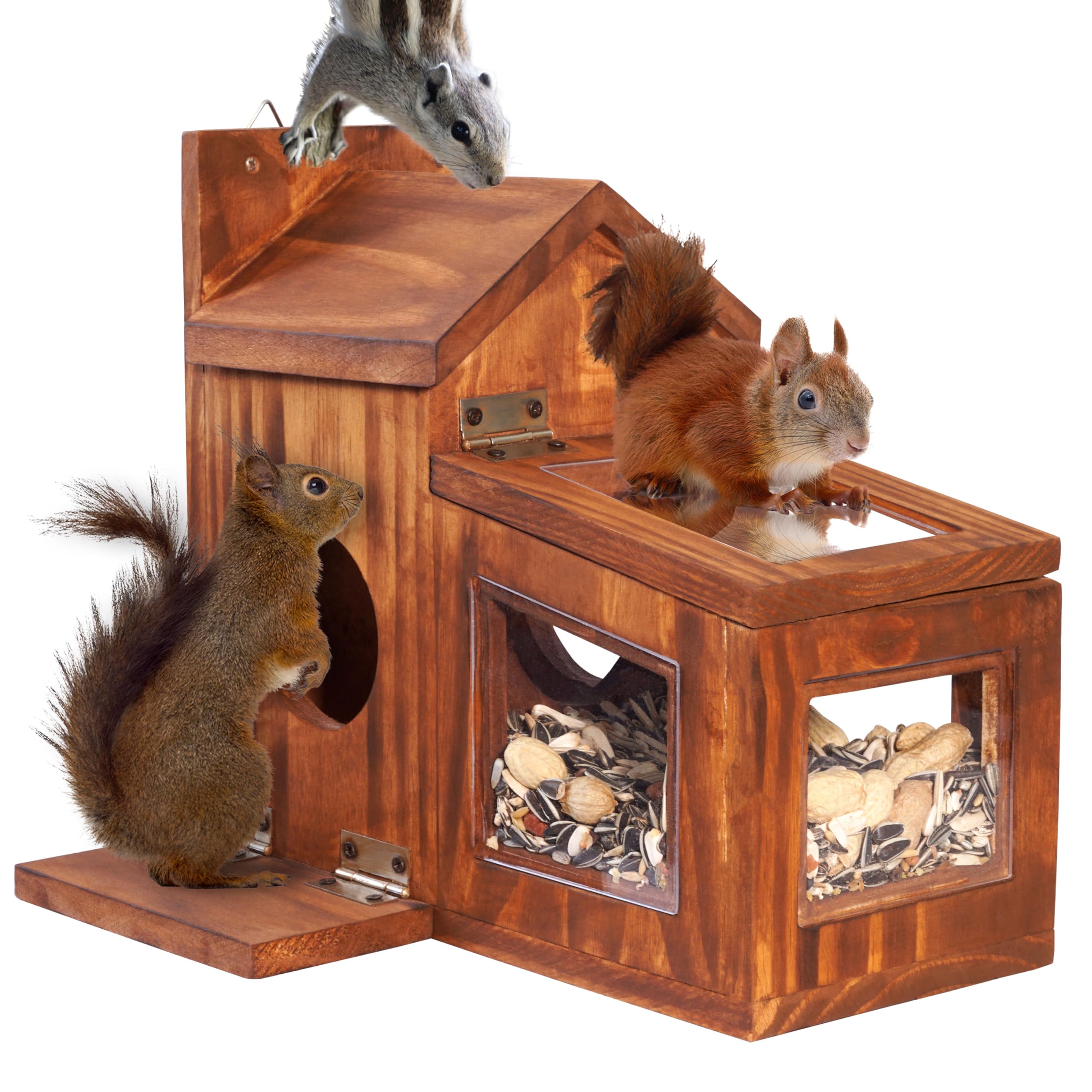 Mixumon Wood Squirrel Feeder suitable for outdoor garden use