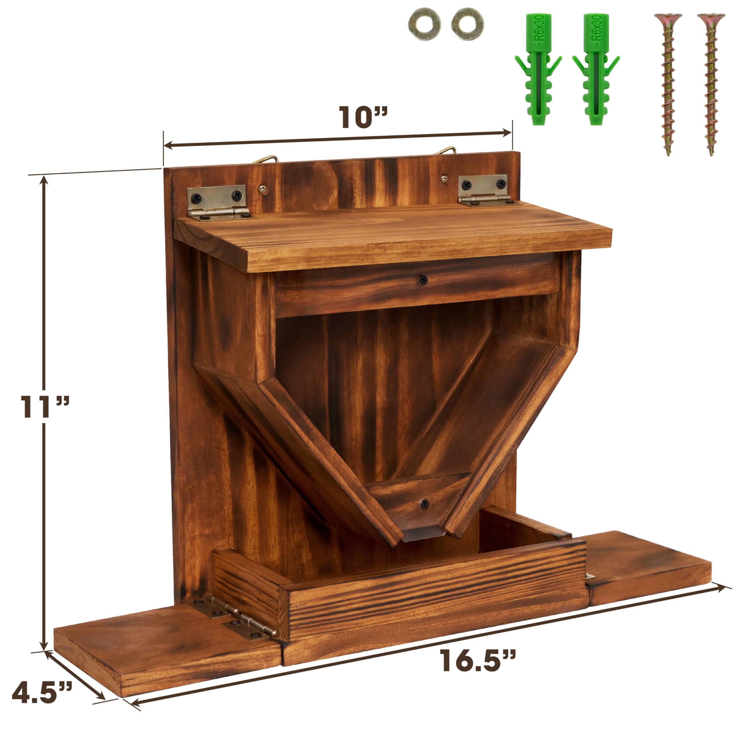 MIXUMON wood squirrel feeder side view emphasizes durable pine construction