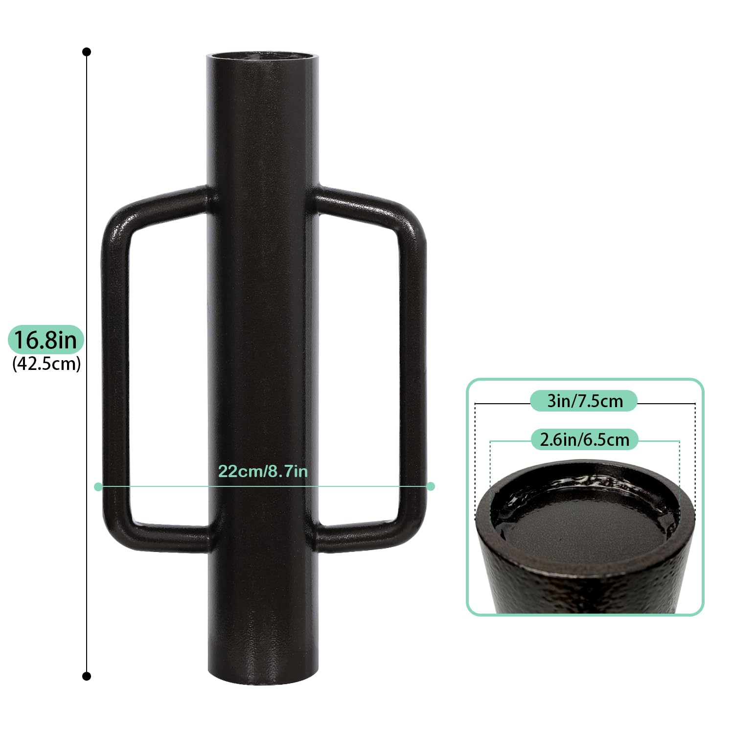 MIXXIDEA 16-8-inch post driver dimension provides solid leverage during installation.