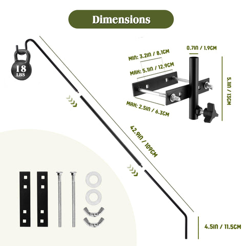 MIXXIDEA 27–43 inch adjustable pole adapts to different fence heights.