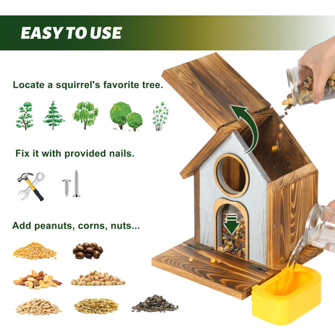 MIXXIDEA assembled squirrel feeder mounts easily on trees for quick outdoor setup.