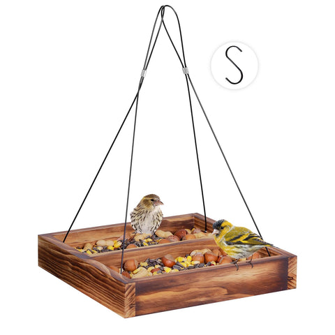 MIXXIDEA bird feeder hanging tray with a wide feeding area attracting various birds
