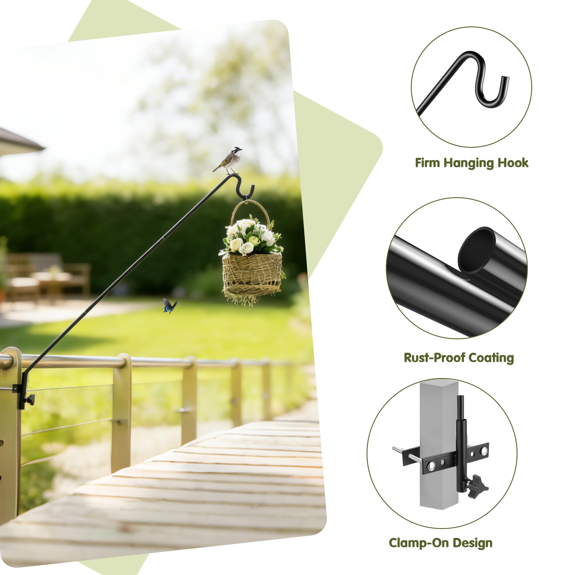 MIXXIDEA adjustable clamp fits fences up to 2.5 inches thick.