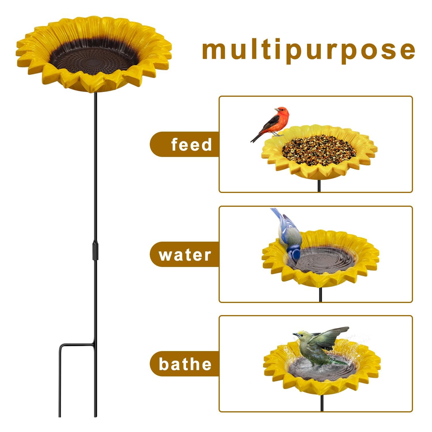 MIXXIDEA outdoor bird bath tray in metal provides a stable feeding zone