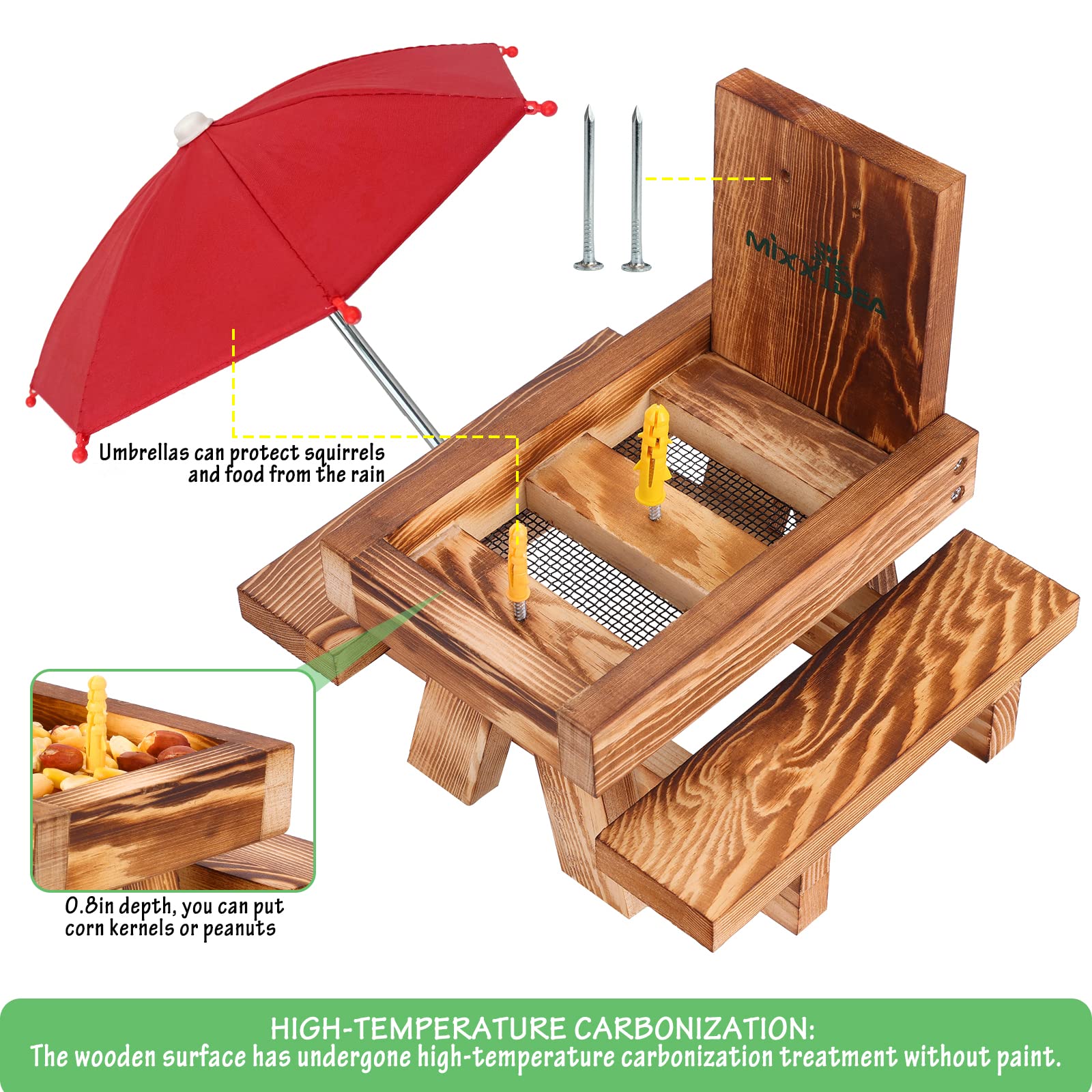 MIXXIDEA Squirrel Feeder sturdy triangle legs for stability