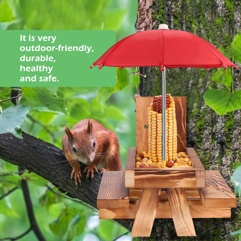 MIXXIDEA Squirrel Feeder wood texture showing solid craftsmanship