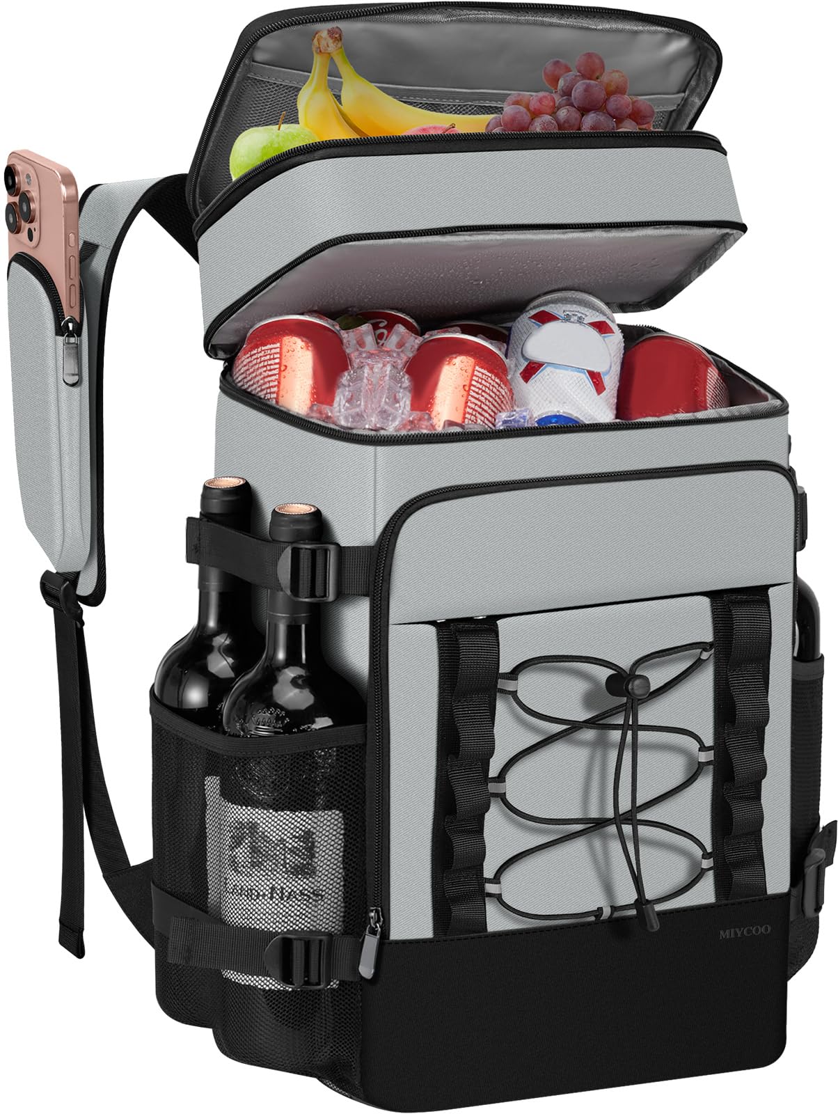 MIYCOO Cooler Backpack with leakproof liner keeps drinks cold outdoors.