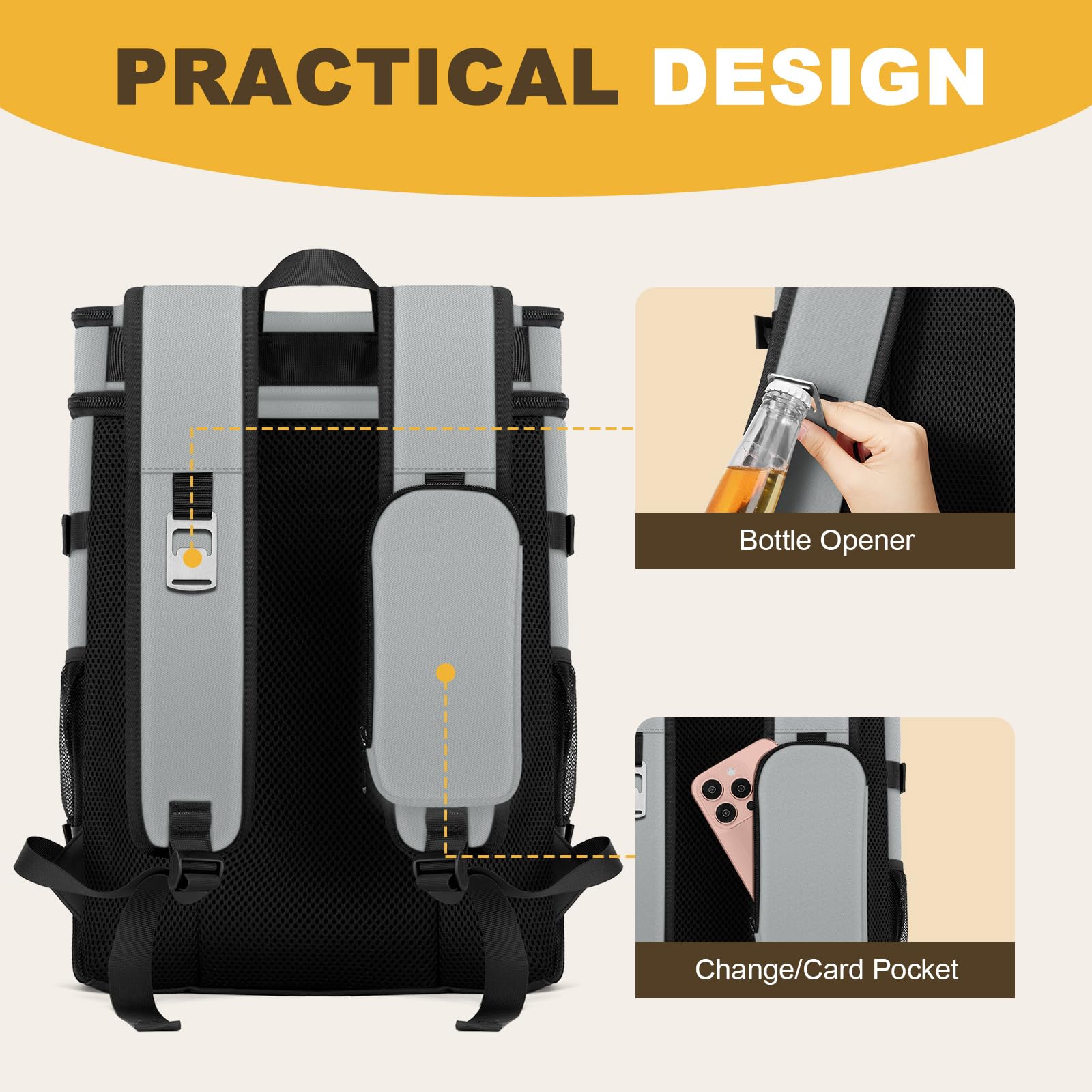 MIYCOO extendable zip pocket keeps valuables handy.