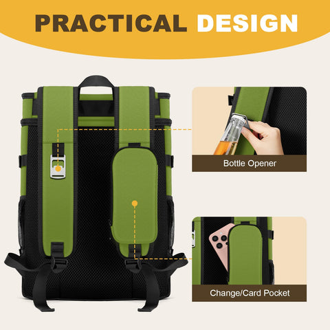 MIYCOO Cooler Backpack extendable zip-pocket keeps valuables within reach.