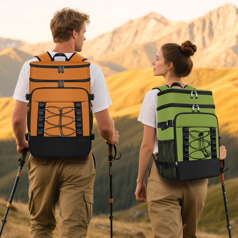 MIYCOO cooler backpack side straps hold bottles steady during transport.