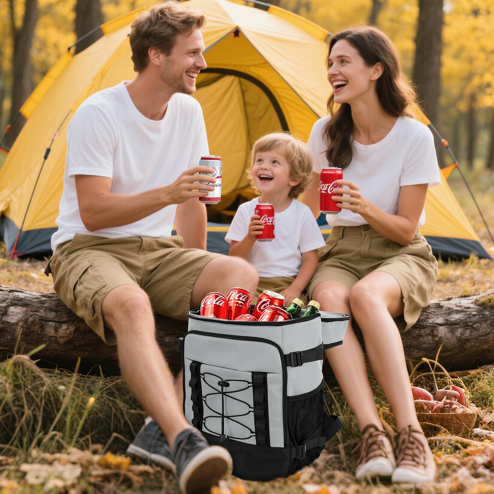 MIYCOO cooler backpack side straps secure wine bottles safely.