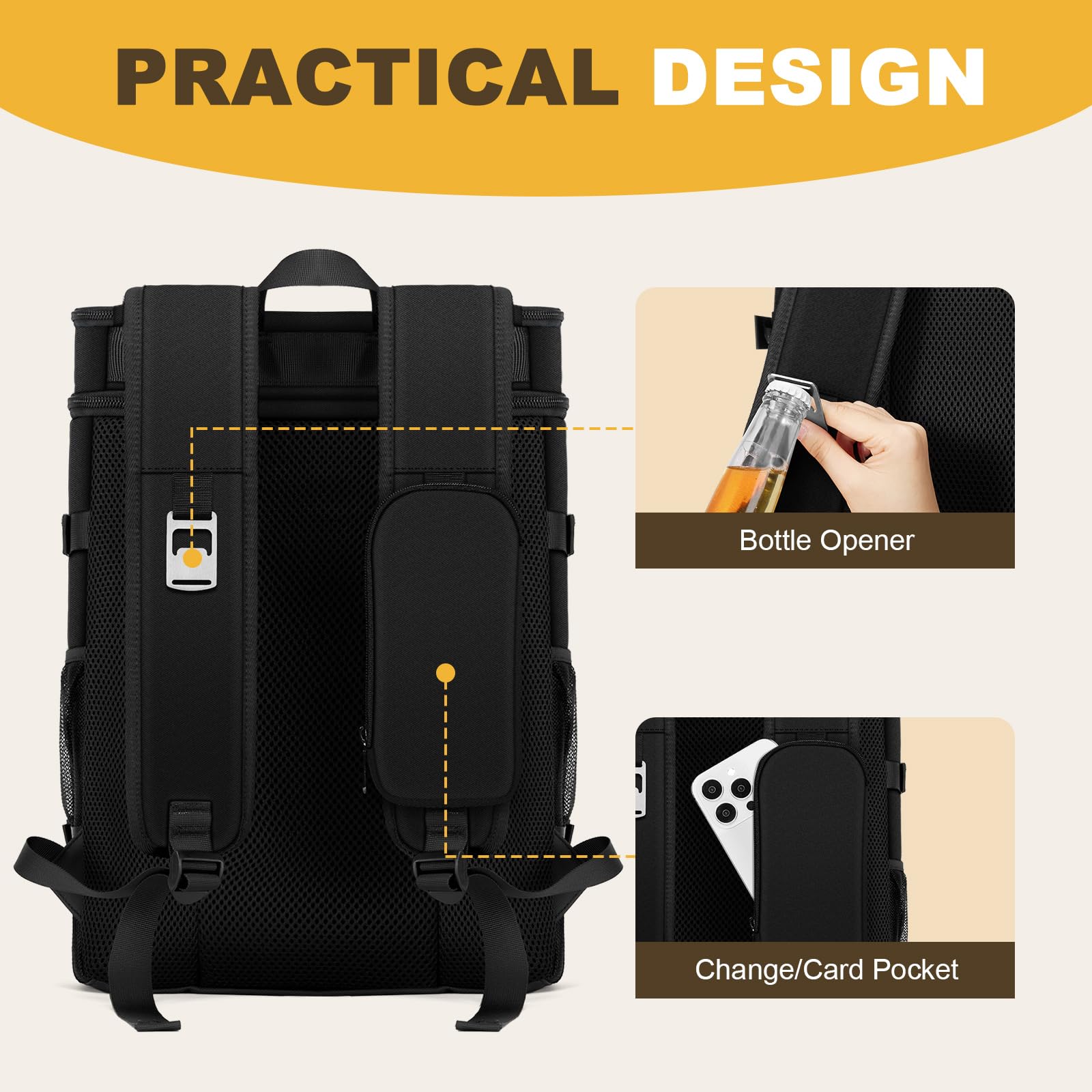 MIYCOO Cooler Backpack two-compartment layout keeps drinks organized.