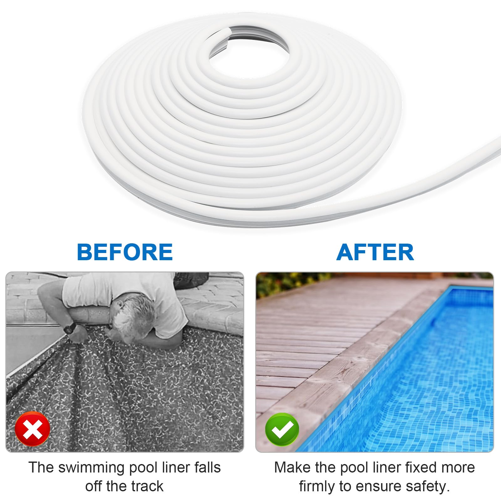 MIYOLO flexible liner lock design navigates pool corners easily for comprehensive coverage.
