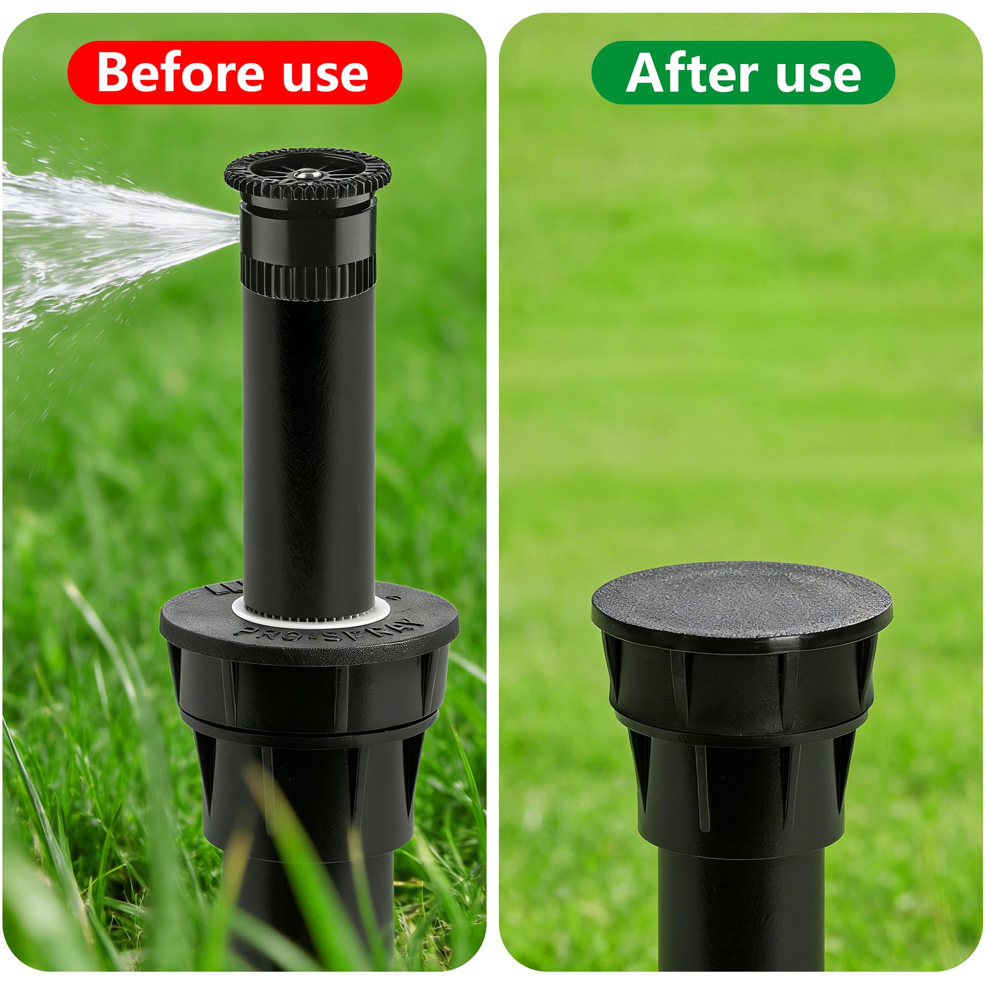Mizelu sprinkler cap installed on head protects against dust.