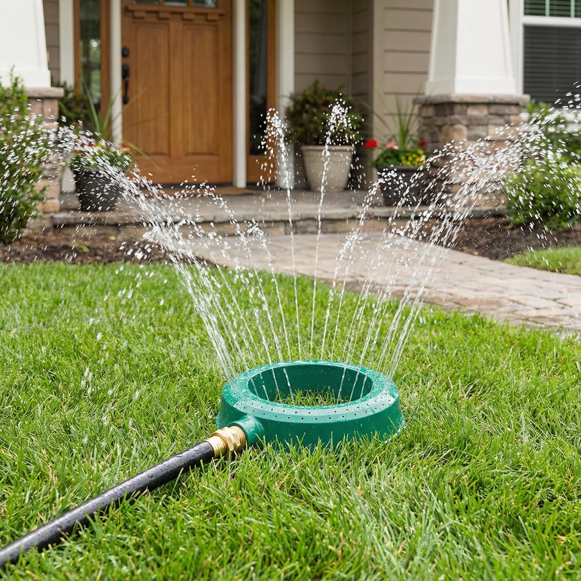 Mizelu circle ring sprinkler compact design moves easily around garden