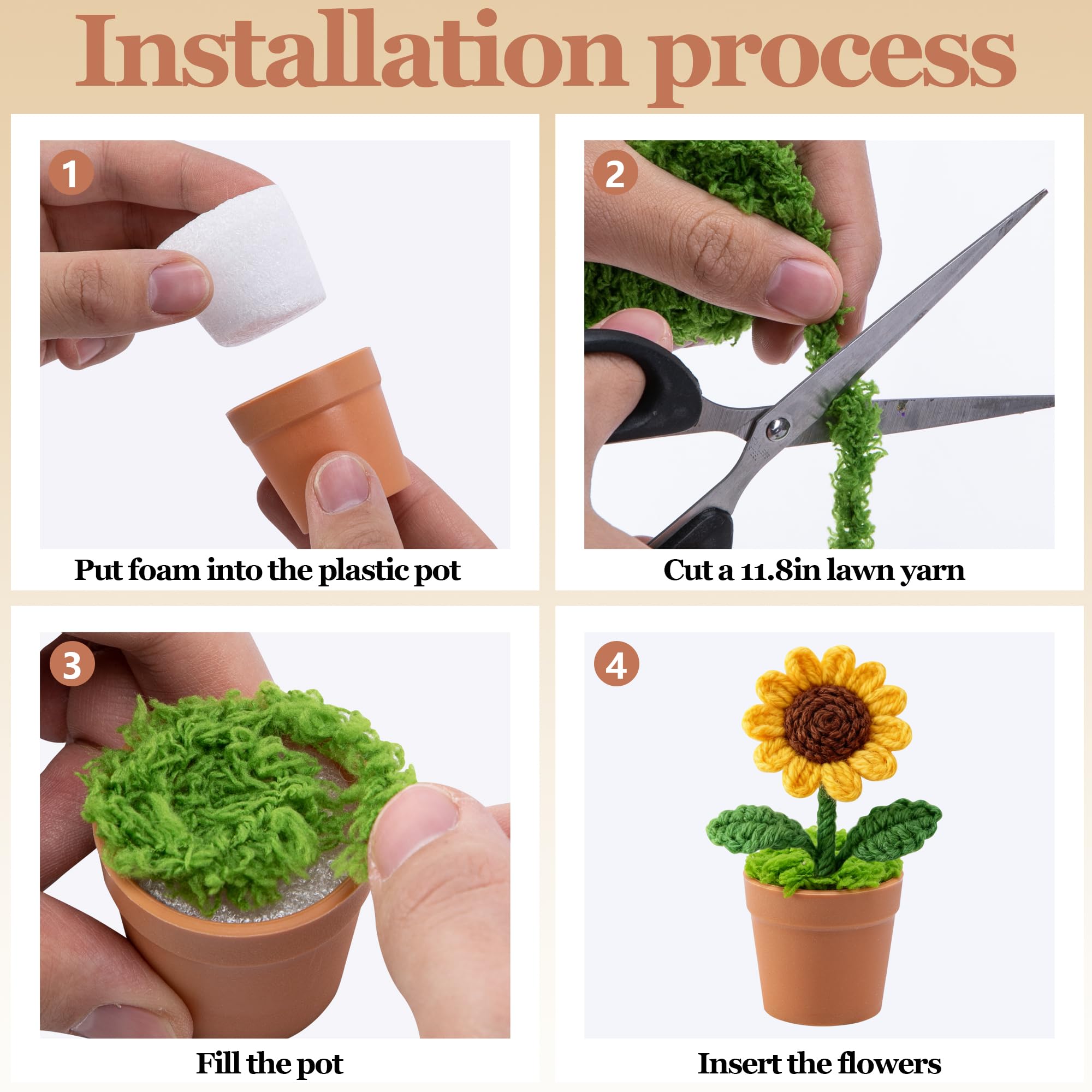 Mizelu knitted flowers mini planter showcases handmade craft possibilities
