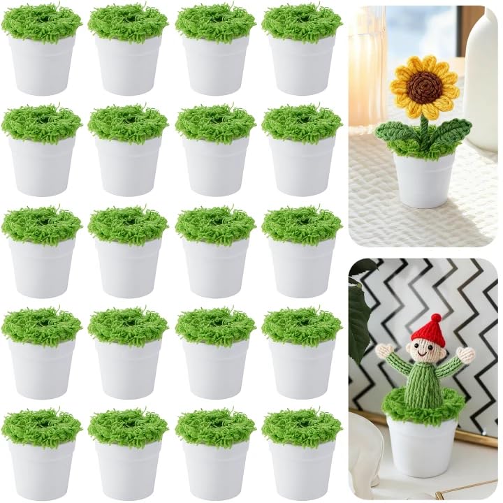 Mizelu mini knit plant pots set for cozy handmade gifts and compact home decor.