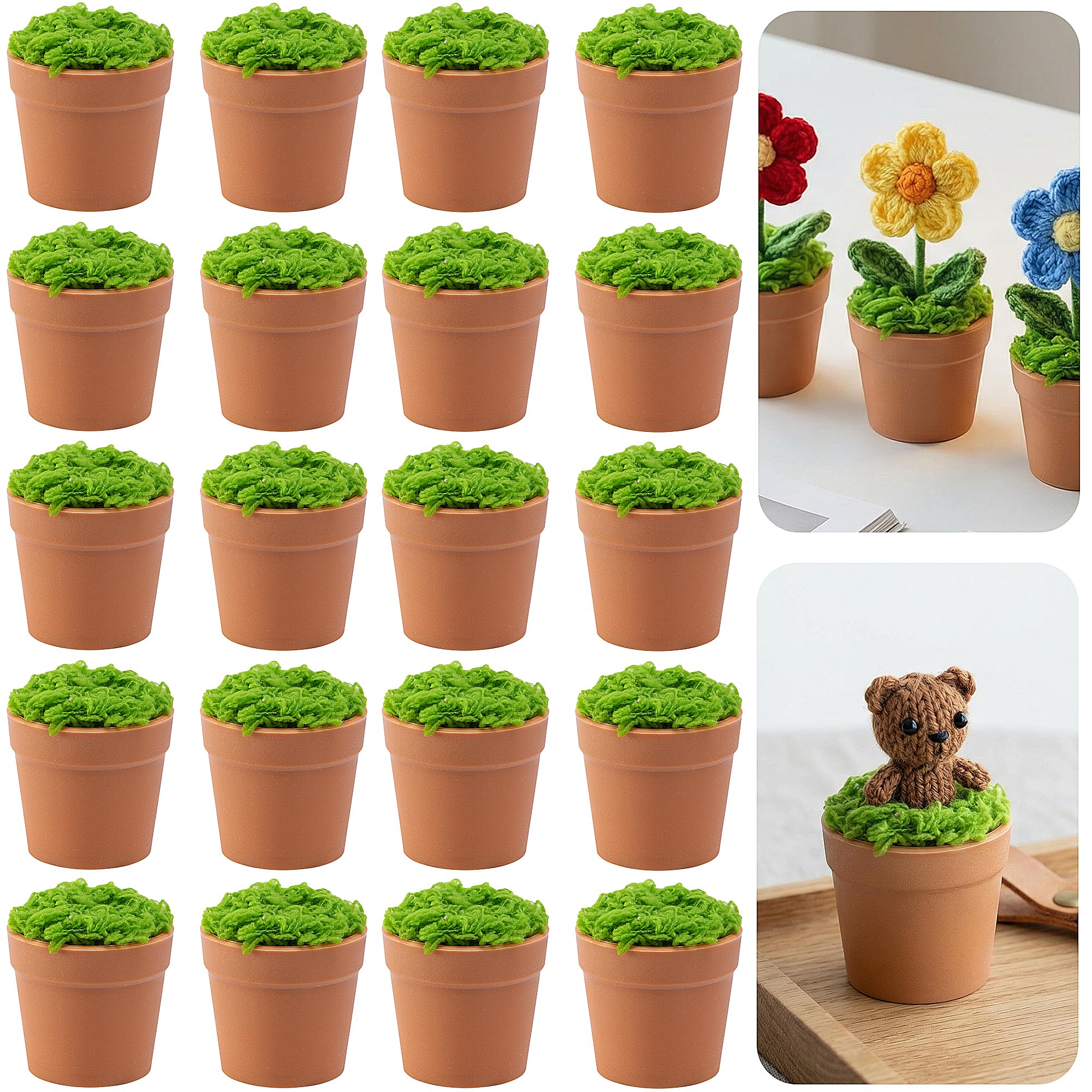 Mizelu mini pot in brown for DIY crochet plant displays on desks