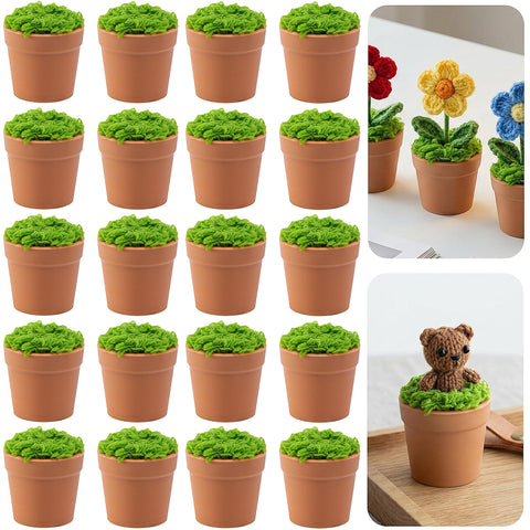 Mizelu mini pot in brown for DIY crochet plant displays on desks