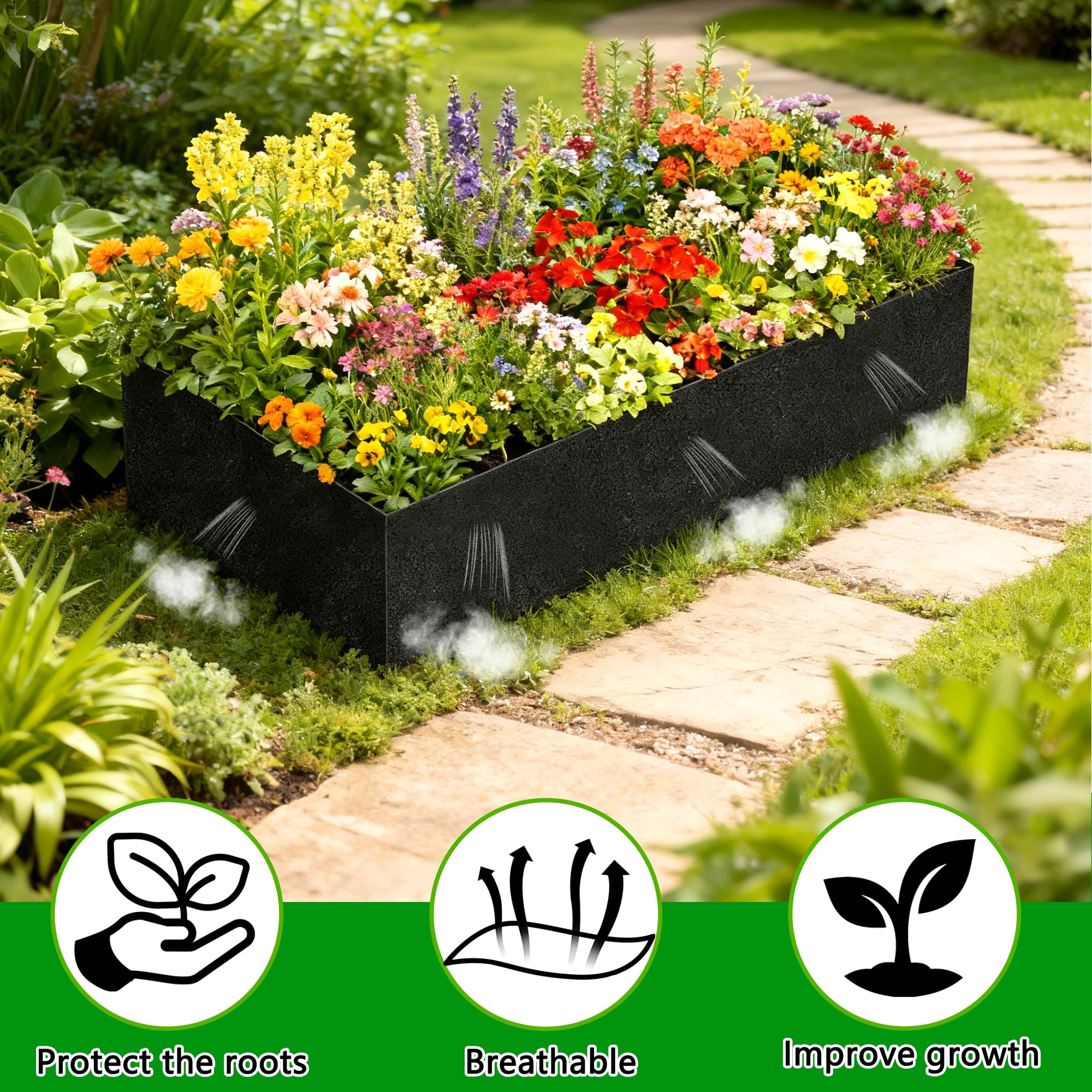Mizelu quick setup 4x2x1ft illustrating easy fitment for rectangular beds.