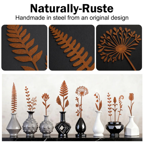 Mizelu rustic metal plant stakes with variety designs brighten garden beds