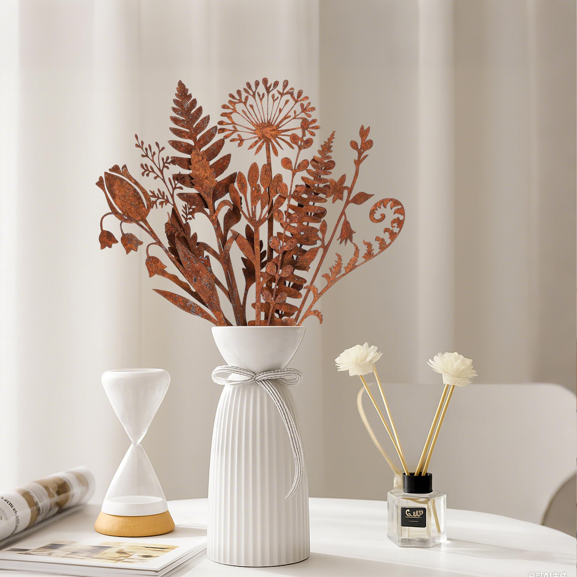 Mizelu vintage rustic flower stake arrangement adds timeless decor to pots