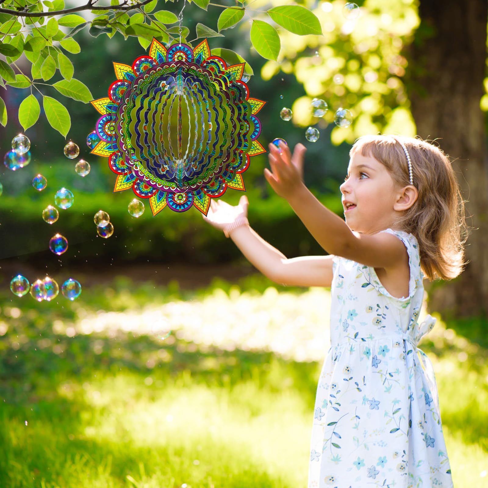 Mizmakp Mandala wind spinner 360-degree rotation in breeze