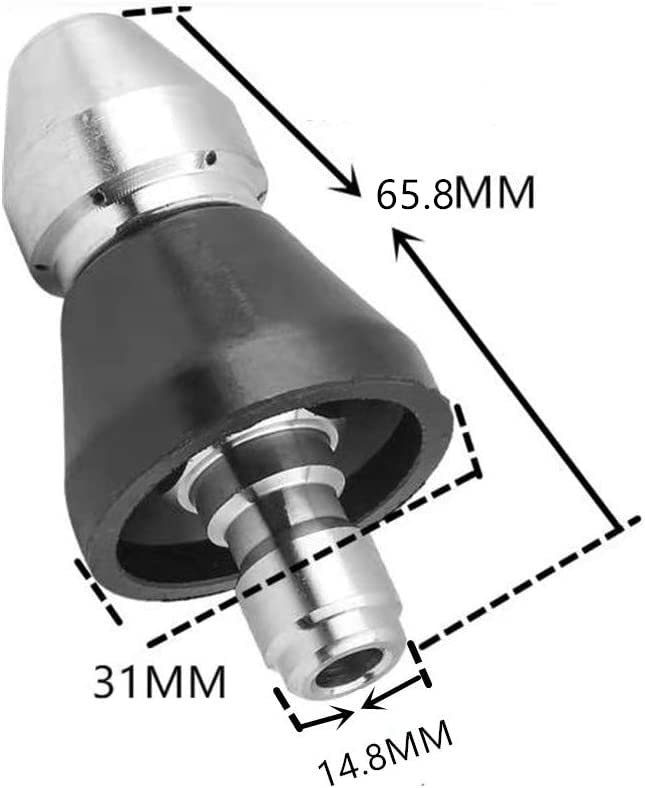 MIZORLIE sewer nozzle side view shows corrosion-resistant nylon components.