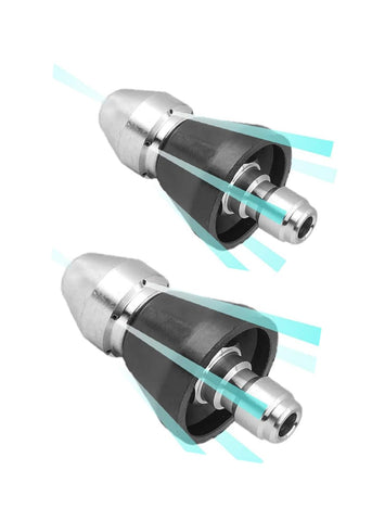 Mizorl ie 2pcs sewer nozzle front view highlights durable stainless steel for high-pressure cleaning.
