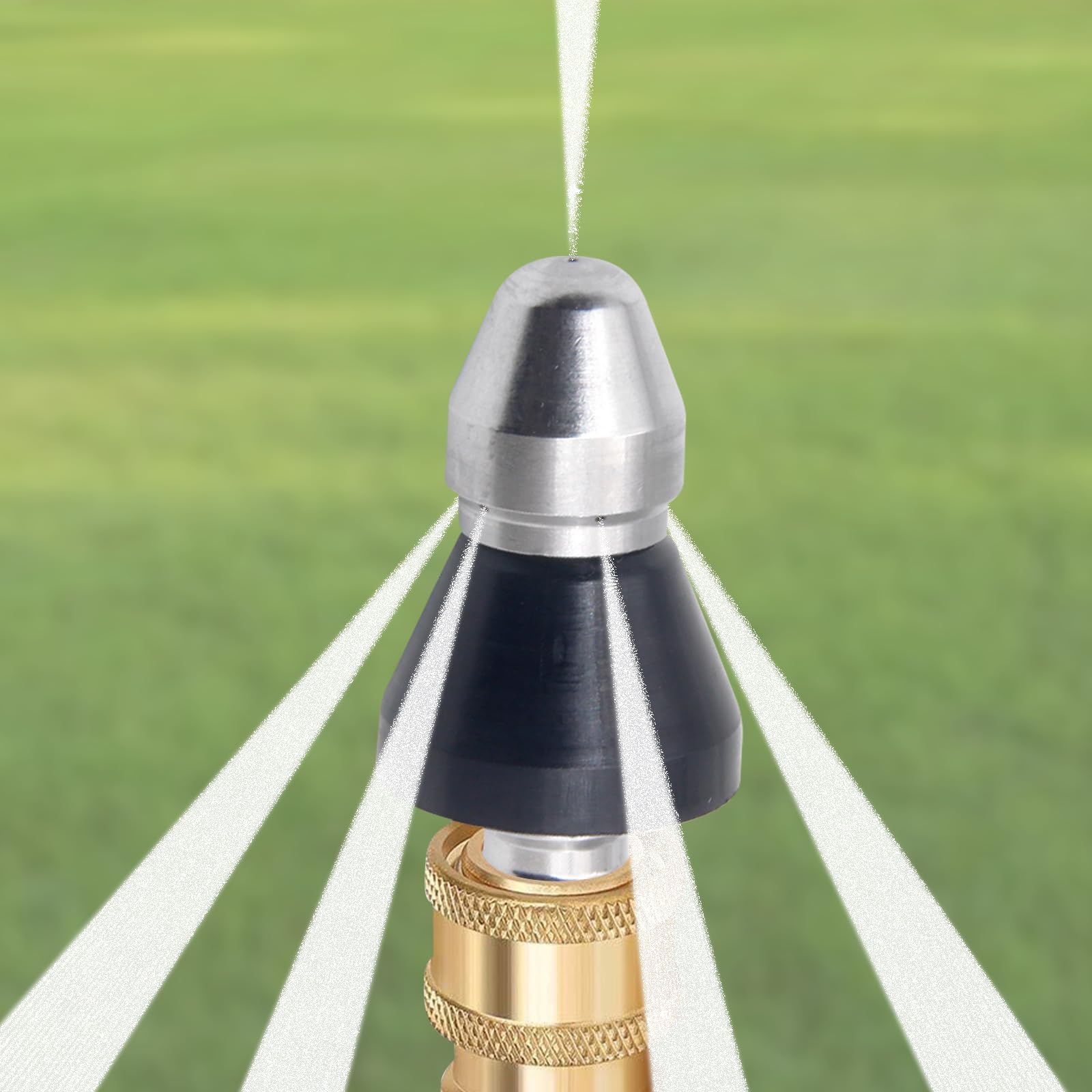 Mizorlie sewer nozzle back-angle with rear jets demonstrates thorough debris flush.
