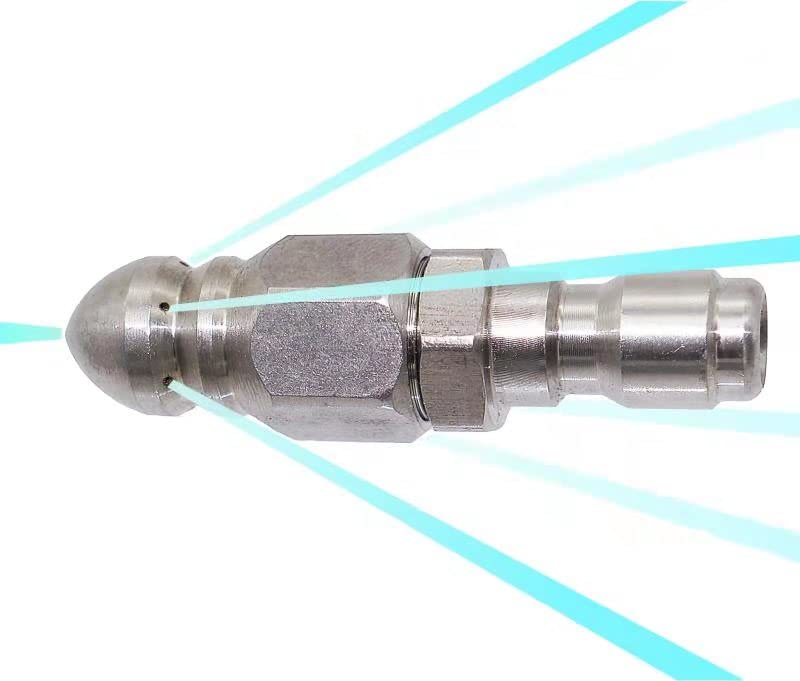 MIZORLIE sewer jetter nozzle in stainless steel for durable drain cleaning.