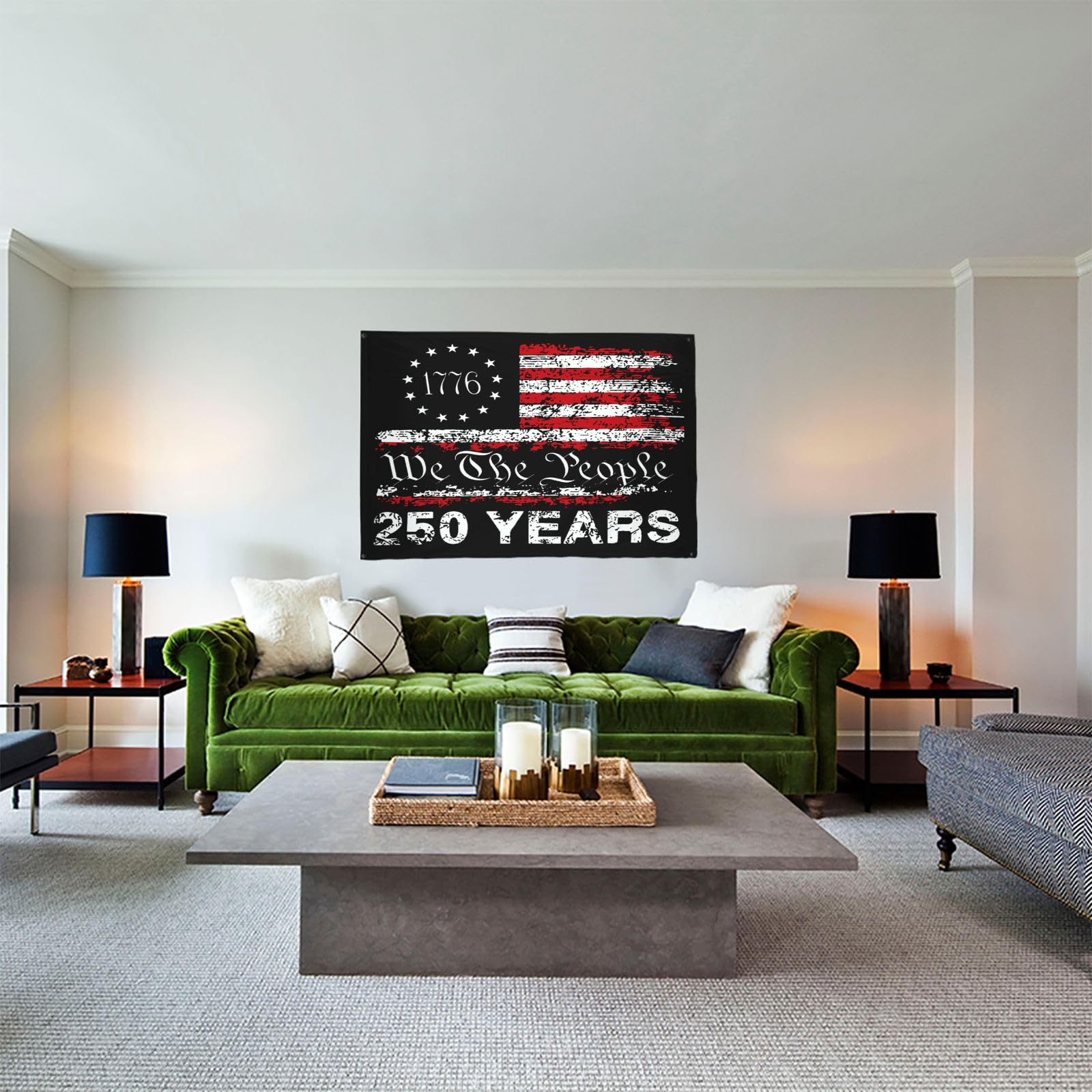 Mizraon outdoor 1776-2026 banner for porch or fence displays.