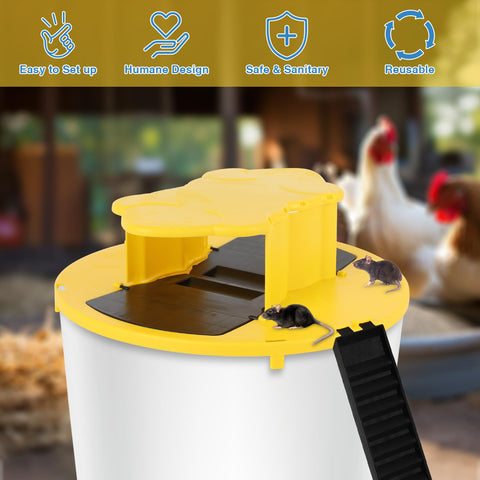 MJiashou dizzy dunker system safely traps mice and rats with automatic reset.