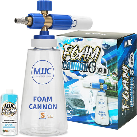 MJJC Foam Cannon S V3.0 produces thick, creamy foam for efficient car cleaning.