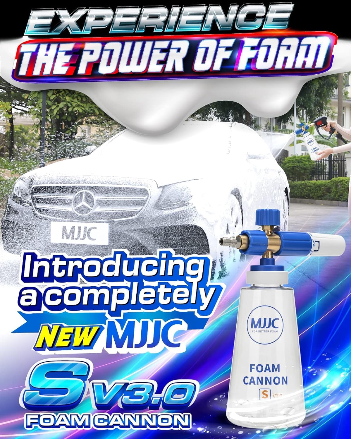 MJJC Foam Cannon S V3.0 1/4-inch quick connector enables fast setup.