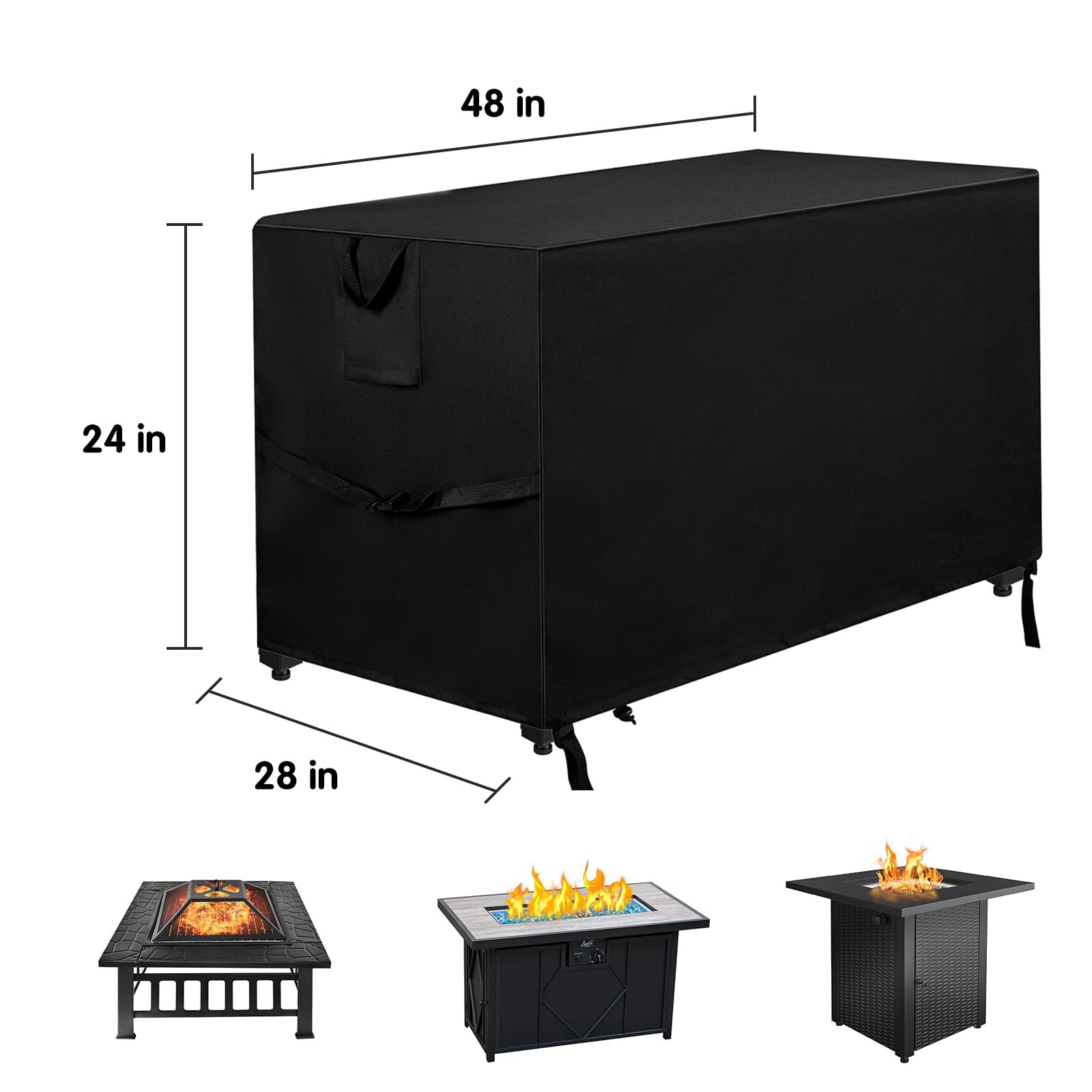 M JJYPET fits 45-48 inch fire pits, protecting against rain, sun, and wind.
