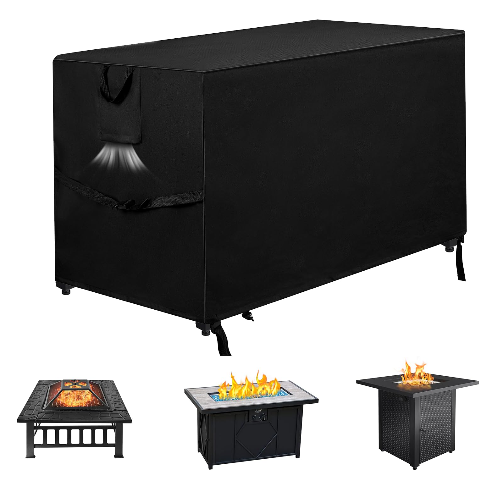 M JJYPET fire pit cover rectangular 48in fits 45-48 inch tables for outdoor protection.