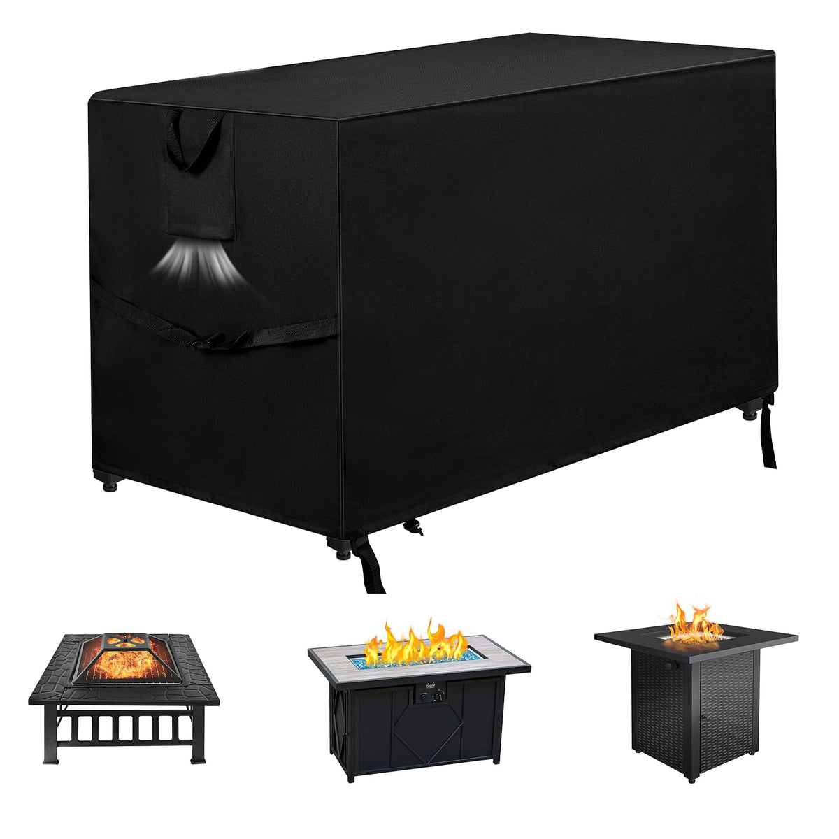 M JJYPET fire pit cover rectangular 48in fits 45-48 inch tables for outdoor protection.