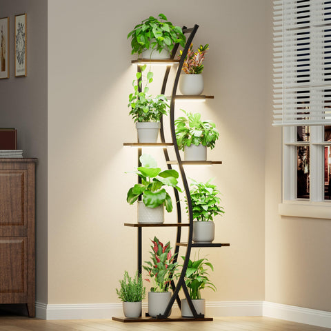 MJOMKN 62-inch plant stand with grow lights, top view for thriving indoor plants.