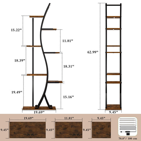 MJOMKN 7-tier corner plant shelf, side angle for space-saving indoor garden.