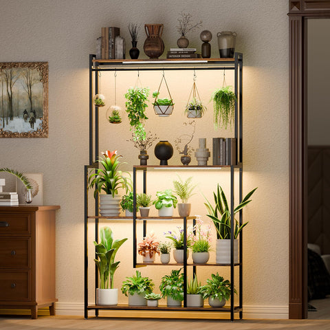 MJOMKN 72-inch tall stand enhances living room decor while supporting tall planters