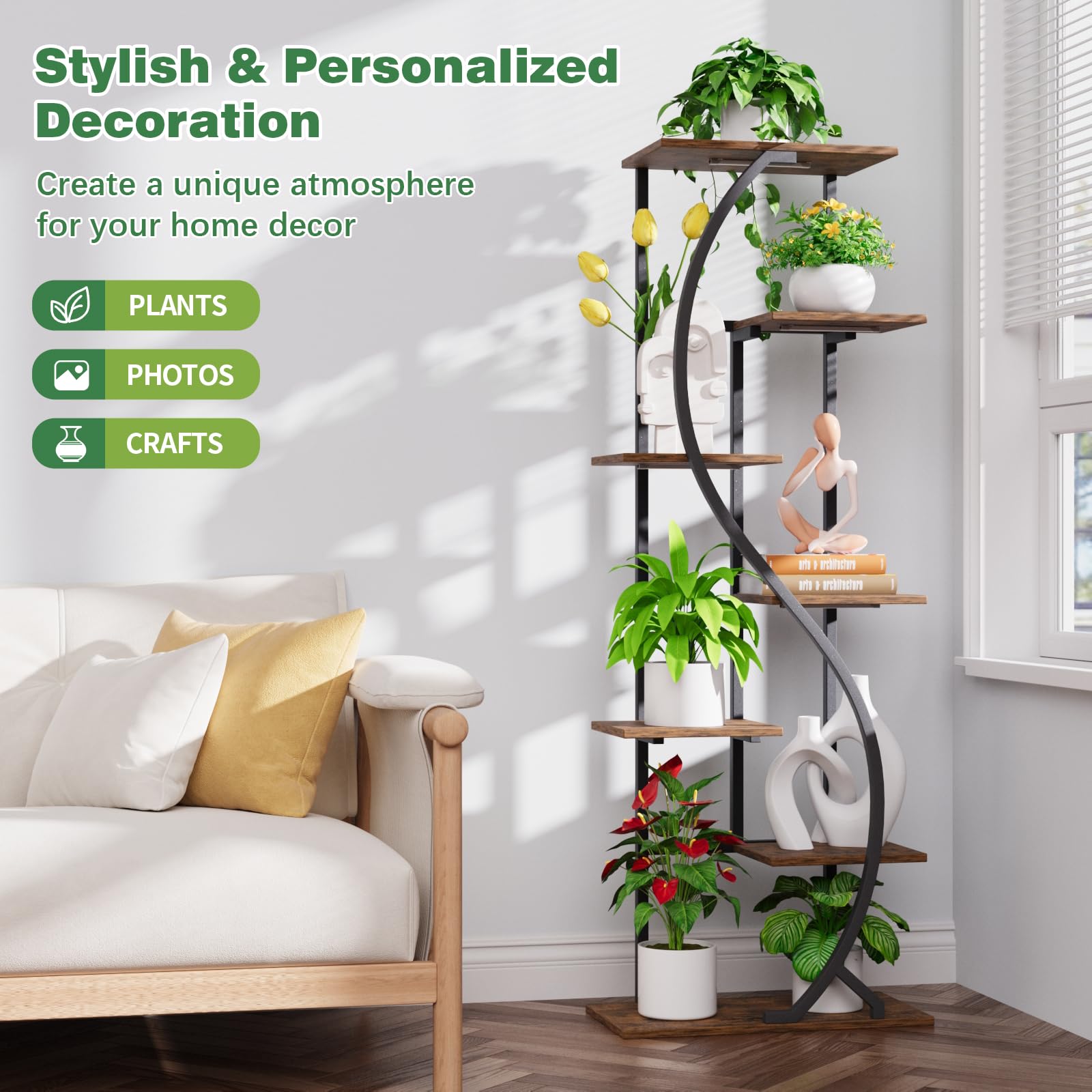 MJOMKN sturdy iron frame ensures lasting stability for tall arrangements.