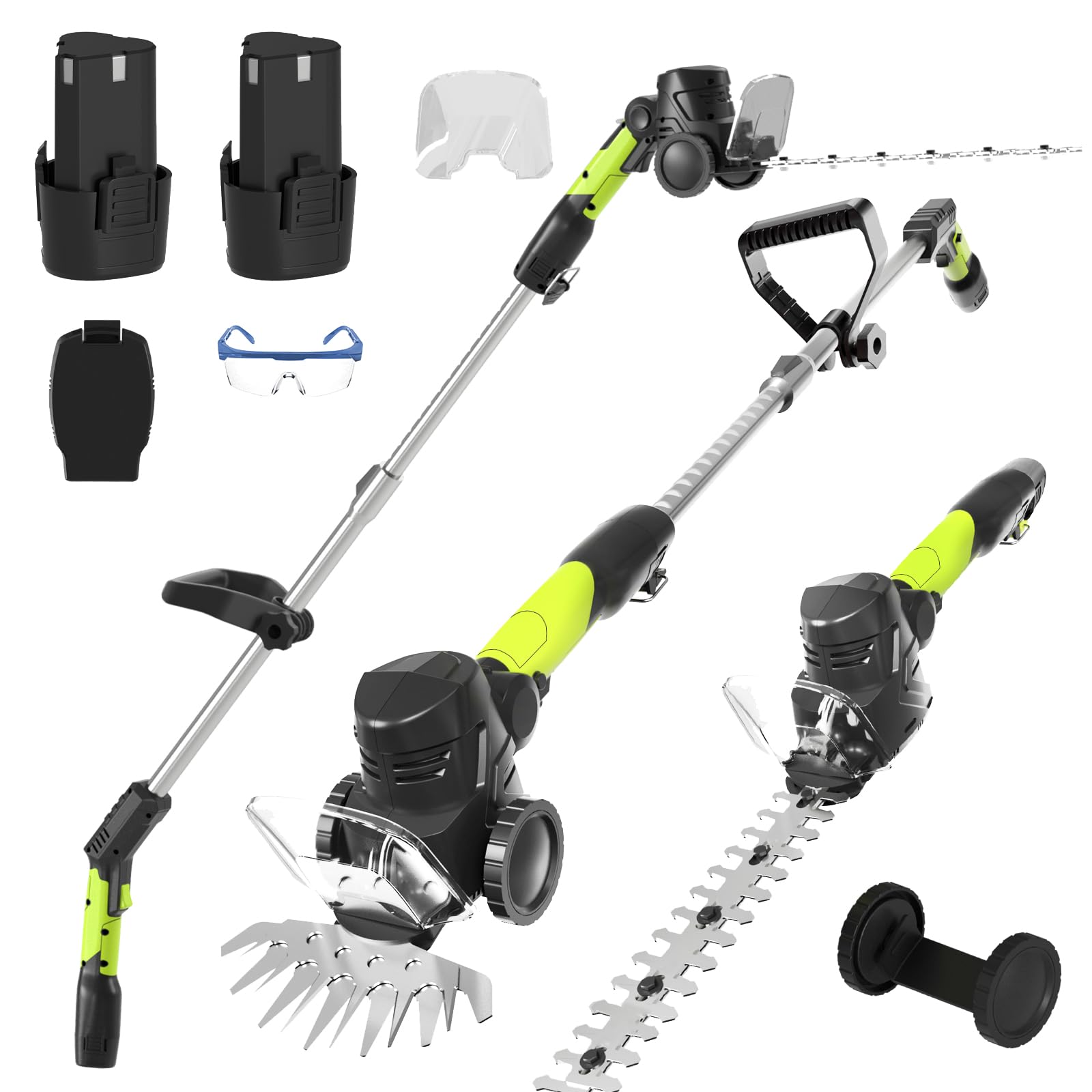 MJUM 3-in-1 cordless hedge trimmer with 12-inch blades for precise shaping.