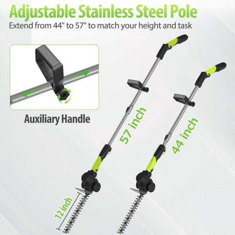 MJUM five-angle head and telescoping pole tackle slopes and corners.