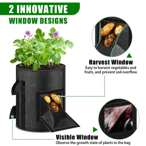 MJZ 3-pack grow bag featuring long reinforced handles for easy movement.