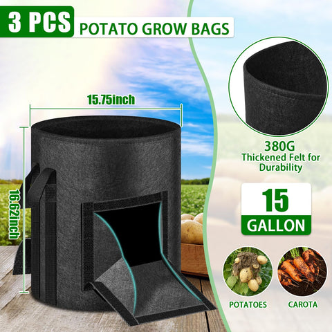 MJZ potato grow bag with observation window to monitor soil moisture and maturity.