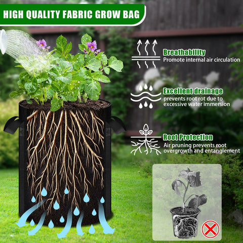 MJZ reusable fabric grow bag that folds for compact storage between seasons.