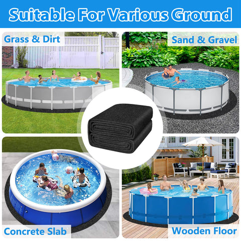 MJZ easy-install pool pad laid on grass for quick setup.