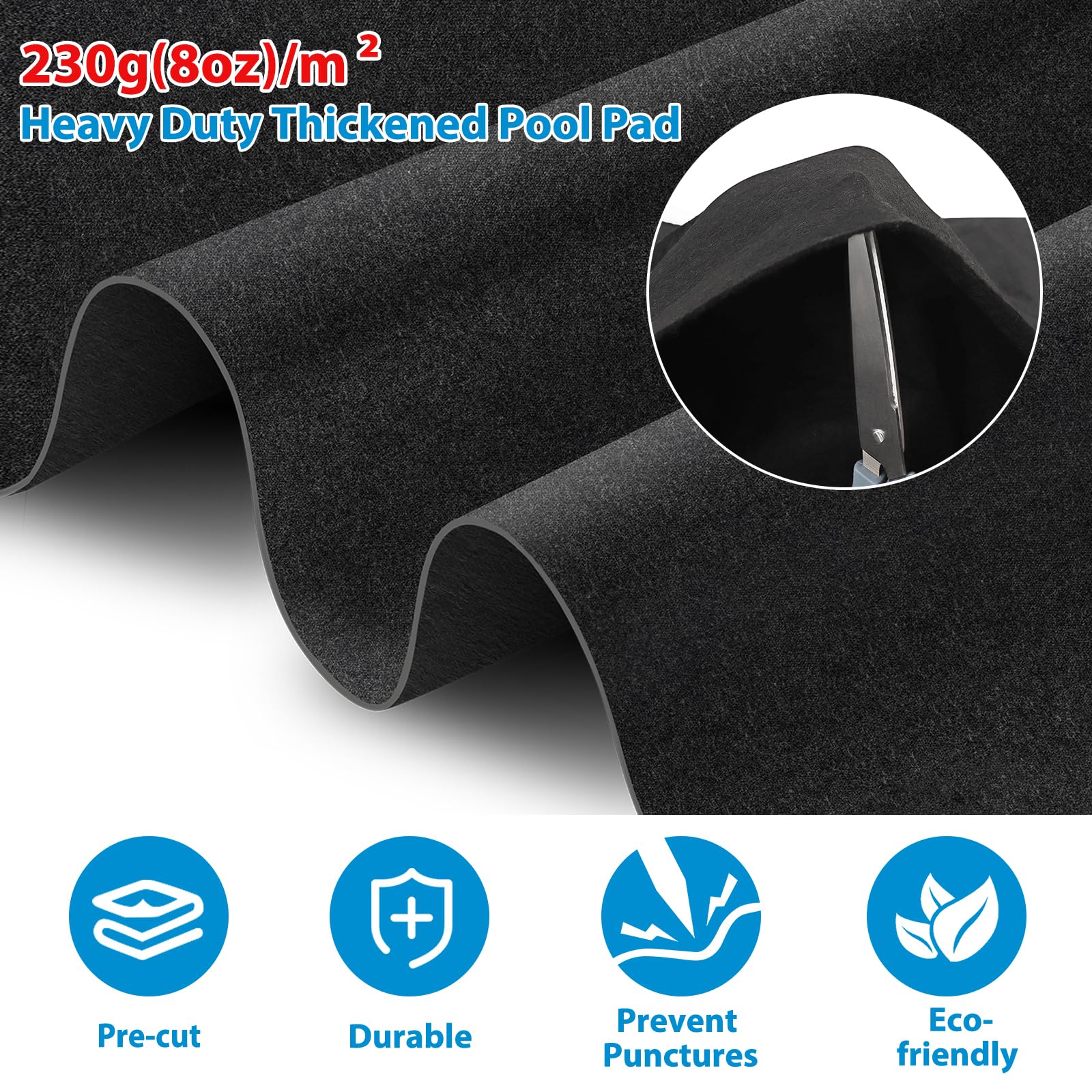 MJZ heat-insulation pool pad keeps bottom cool.