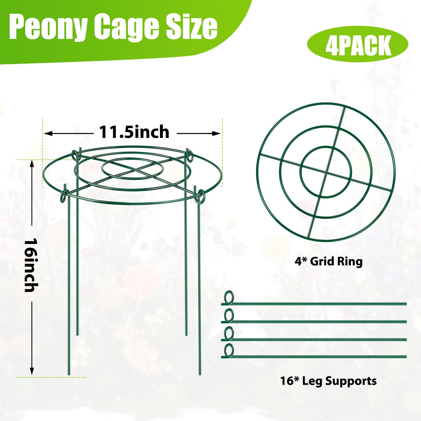 MJZ four-leg plant supports provide sturdy backbone for heavy stems